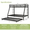 Black Twin Over Full Bunk Bed with Pull Out Trundle and Guardrails